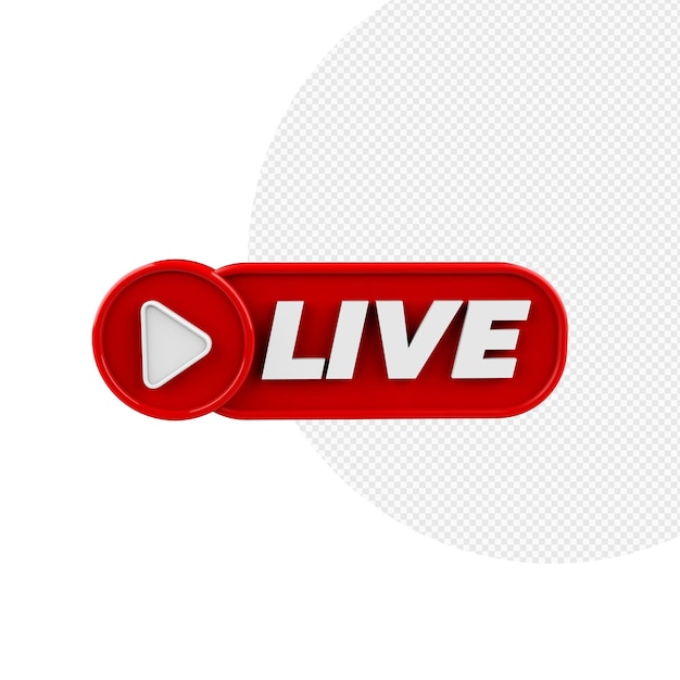 Badge 3d live stream red isolated