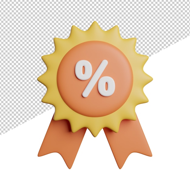 Badge Discount Label front view 3d rendering icon illustration on transparent background