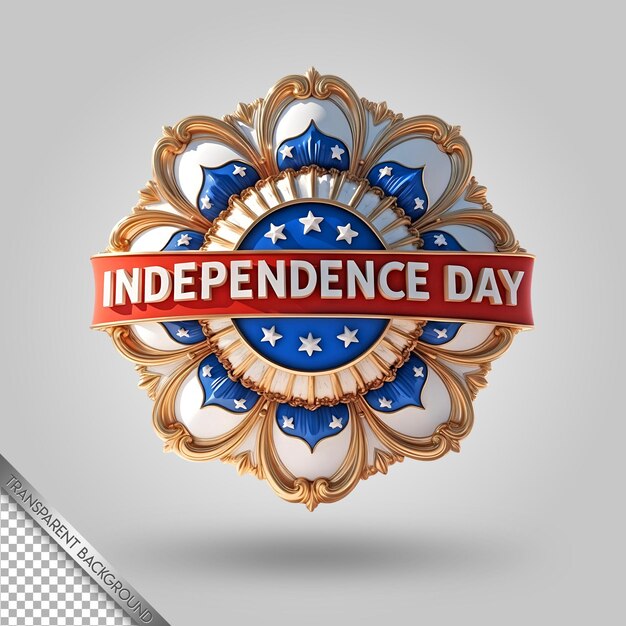 PSD a badge that says independence day on it