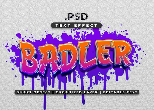 PSD badler text effect