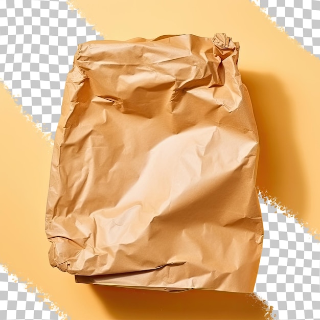 a bag of brown paper with a gold foil on it.