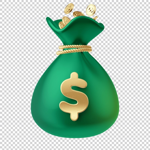 Bag coin coin 3d bag money rendering