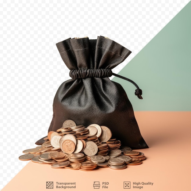 a bag of coins with a black ribbon on it and a black bag with a black ribbon on it.