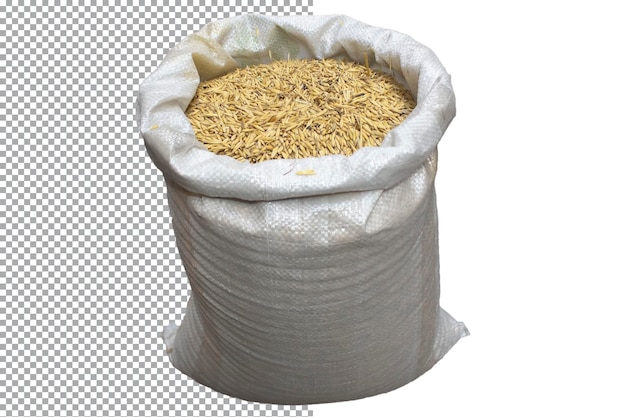 A bag of oatmeal on a transparent PSD layer The concept of agriculture animal husbandry