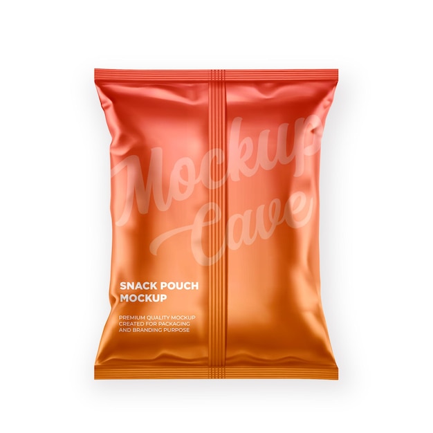 A bag of orange snack pouch mockup