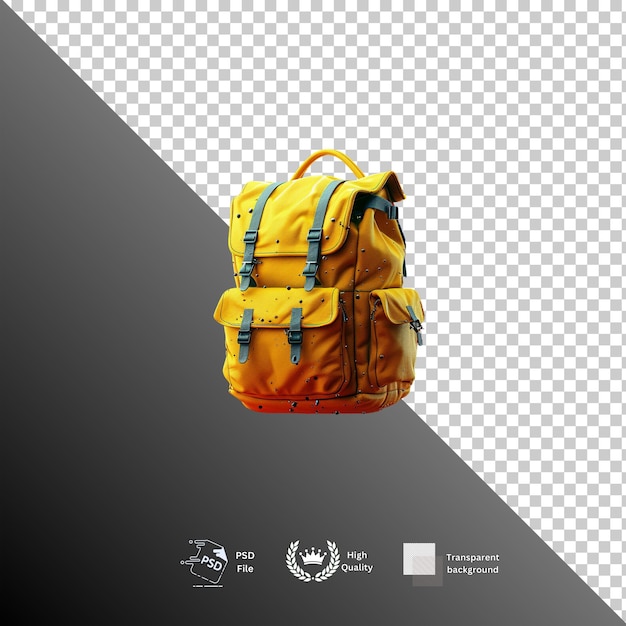 PSD bag pack isolated on transparent background