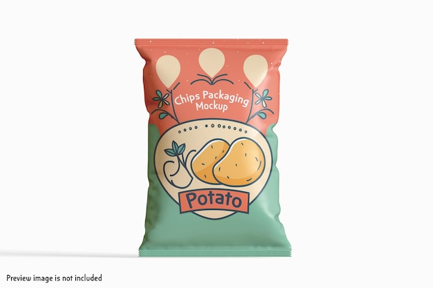 PSD a bag of potato chips with a picture of a potato and potato chips