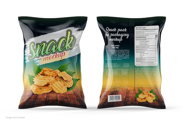 A bag of snacks that are on a white background