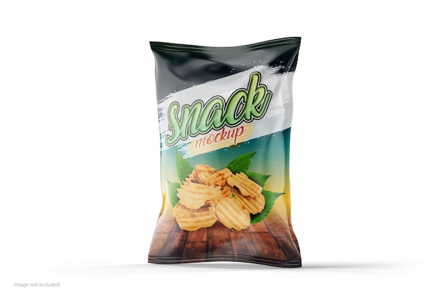 A bag of snacks that is made by the brand snack mockup