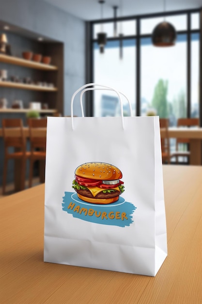 a bag with a hamburger on it that saysburgeron it