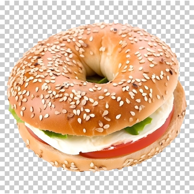 Bagel breakfast sandwich with cheese and bacon isolated on a transparent background png clipart