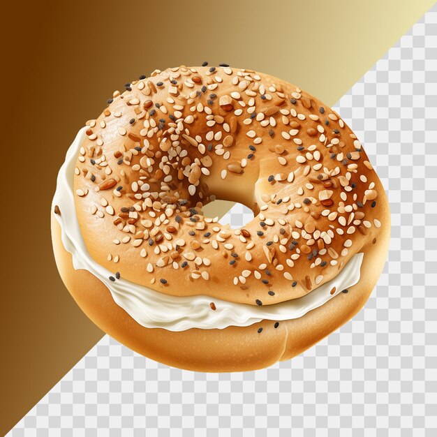 Bagel with poppy seeds isolated on transparent background