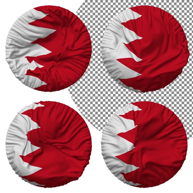 Bahrain Flag Round Shape Isolated Different Waving Style Bump Texture 3D Rendering