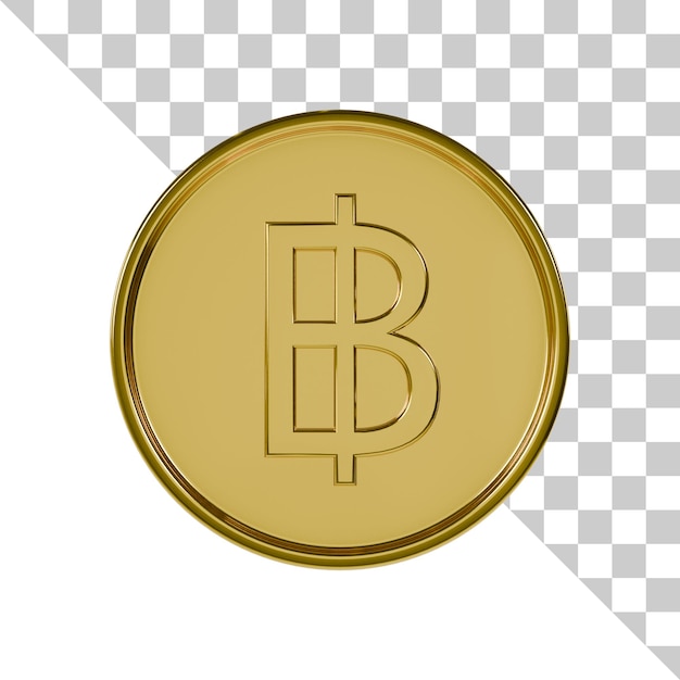 Baht Gold Coin 3D Icon