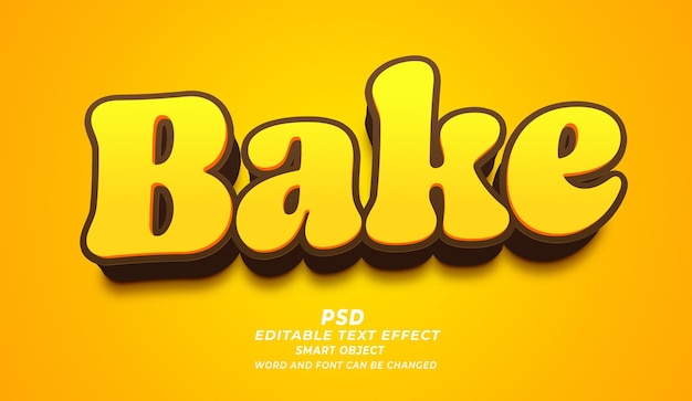 Bake 3d editable photoshop text effect style with premium background