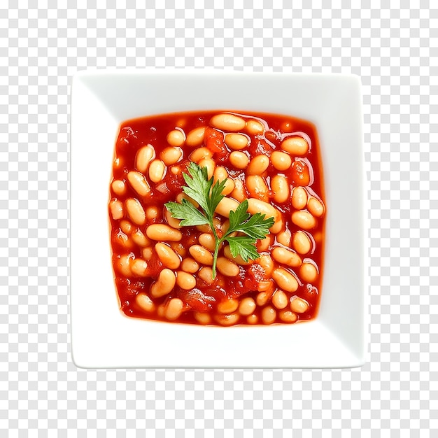 PSD baked beans in tomato sauce isolated on a transparent background