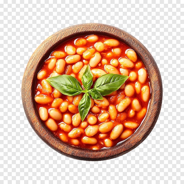 PSD baked beans in tomato sauce isolated on a transparent background