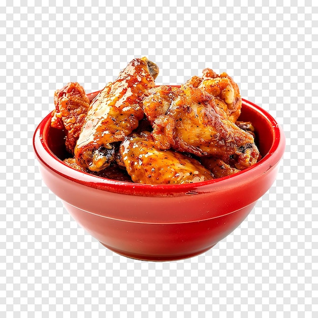 Baked crispy chicken wings isolated on a transparent background