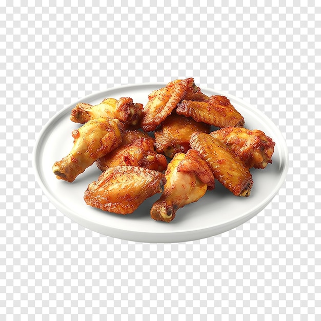 Baked crispy chicken wings isolated on a transparent background