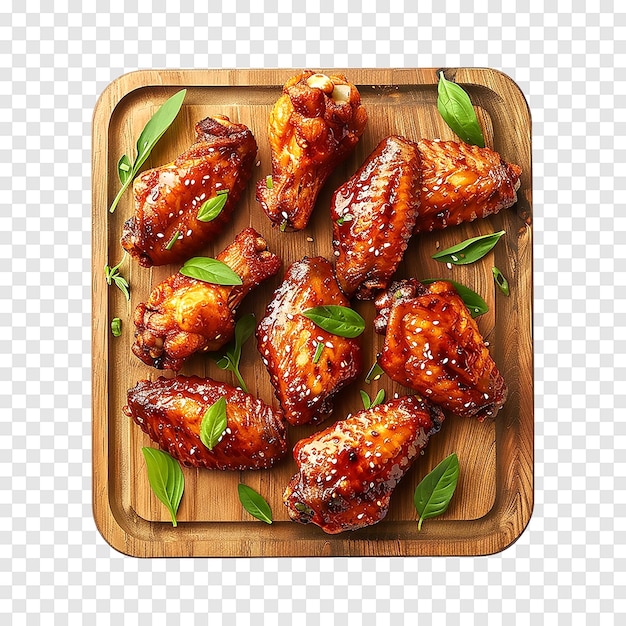 PSD baked crispy chicken wings isolated on a transparent background