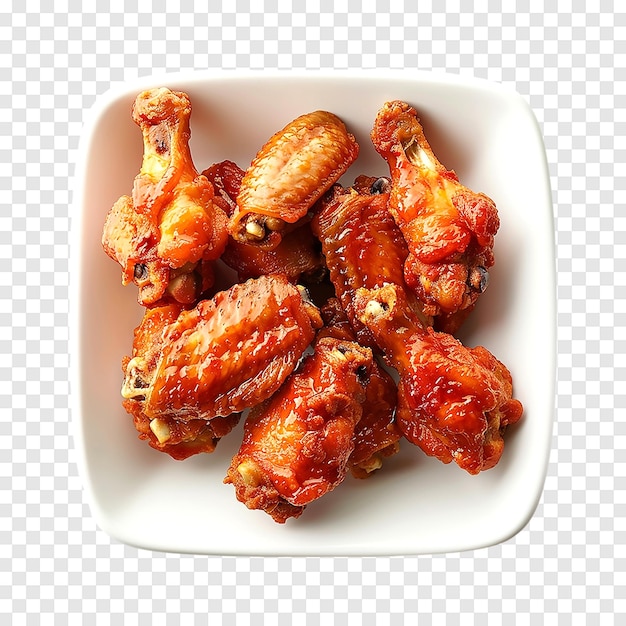 Baked crispy chicken wings isolated on a transparent background