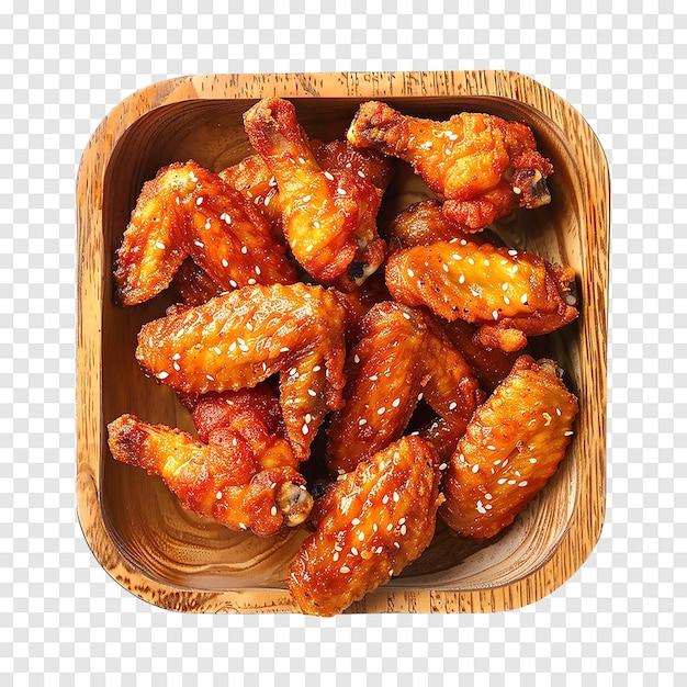 Baked crispy chicken wings isolated on a transparent background