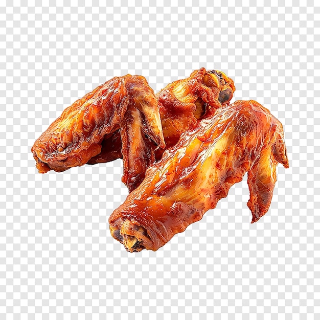 PSD baked crispy chicken wings isolated on a transparent background