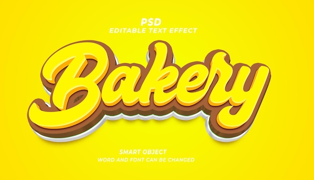 Bakery 3D PSD editable text effect photoshop template with cute background