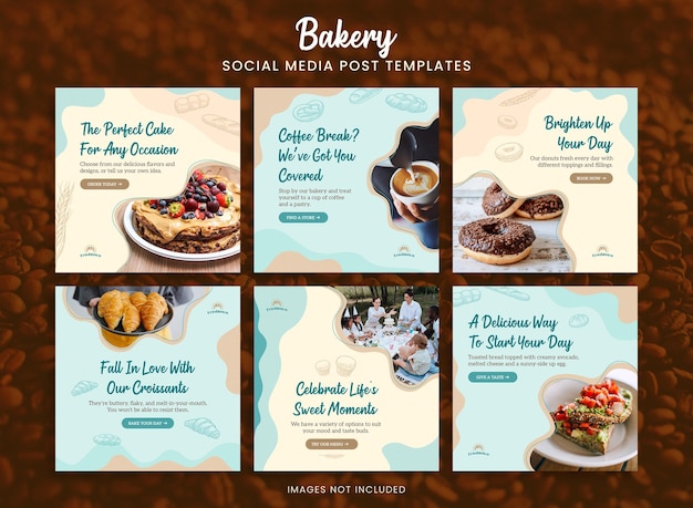 Bakery Post Templates Social Media Banners for Instagram and Facebook