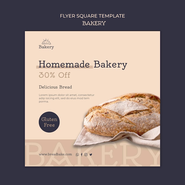 PSD bakery square flyer design template