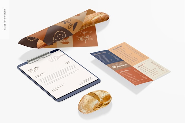 Bakery with Stationery Mockup, Perspective