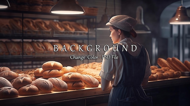 Bakery worker selling fresh tasty pastry and bread generated ai image