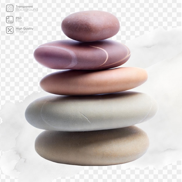 PSD balanced stack of smooth colorful stones for meditation and relaxation