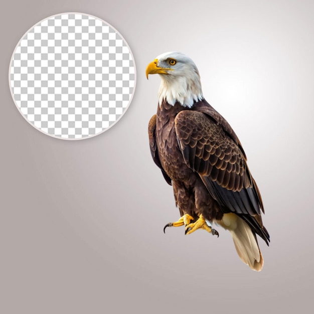 PSD bald eagle spreading wings isolated on transparent background