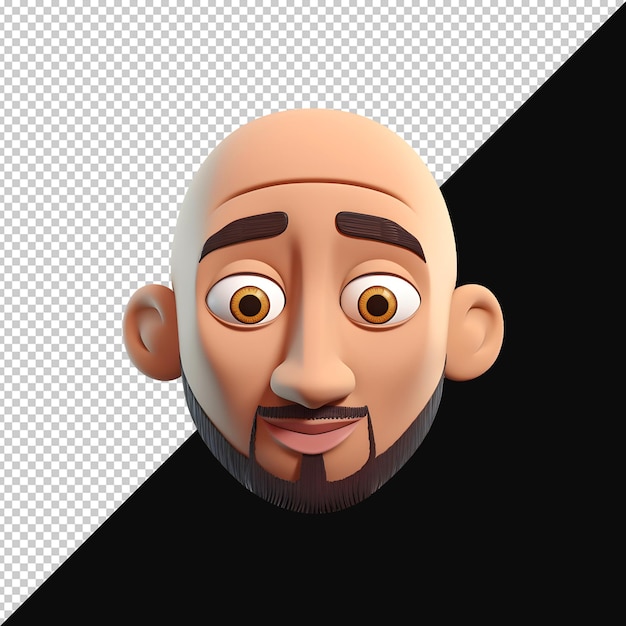 Bald men 3d render with beard Bald men 3d headshot render of men png 3d avatar head transparent