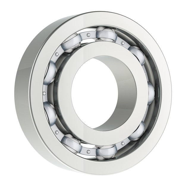 Ball bearing side view 3D rendering isolated on transparent background