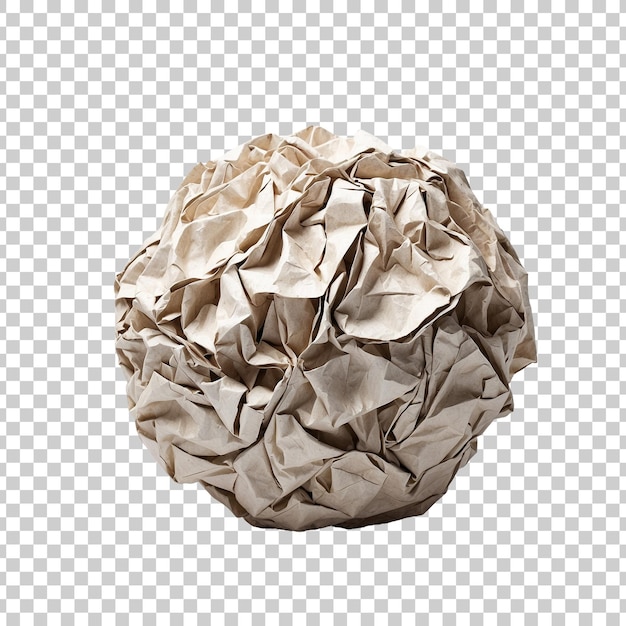 PSD a ball of brown paper is shown on a transparent background