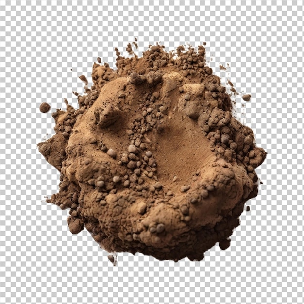 PSD a ball of brown soil is shown on a white background