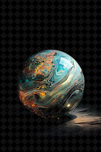 PSD a ball of colorful art is on a black background