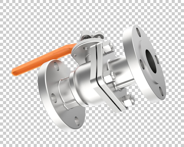 Ball valve isolated on transparent background 3d rendering illustration