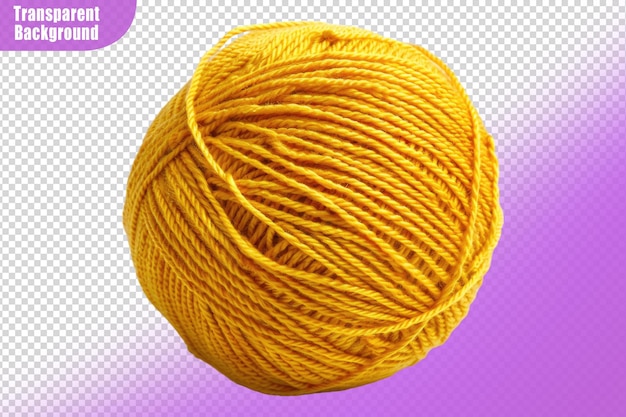 PSD ball of yellow thread isolated on transparent background