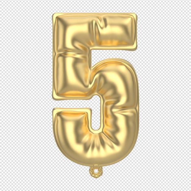 Balloon 5 Number Gold