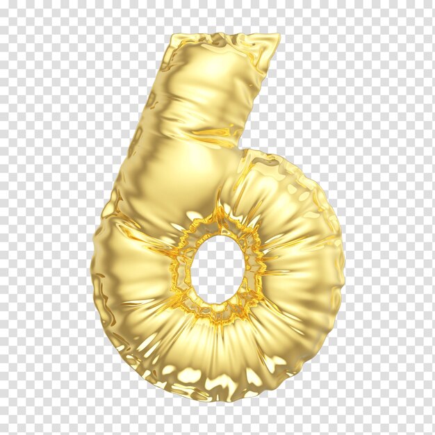 PSD balloon 6 number gold 3d