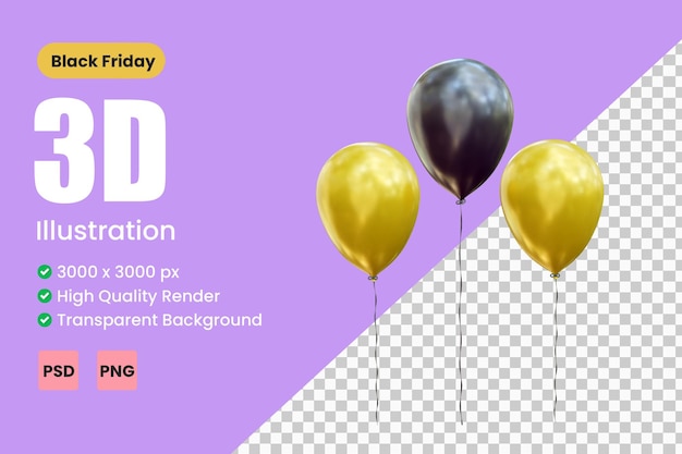 Balloon decoration 3d render illustration