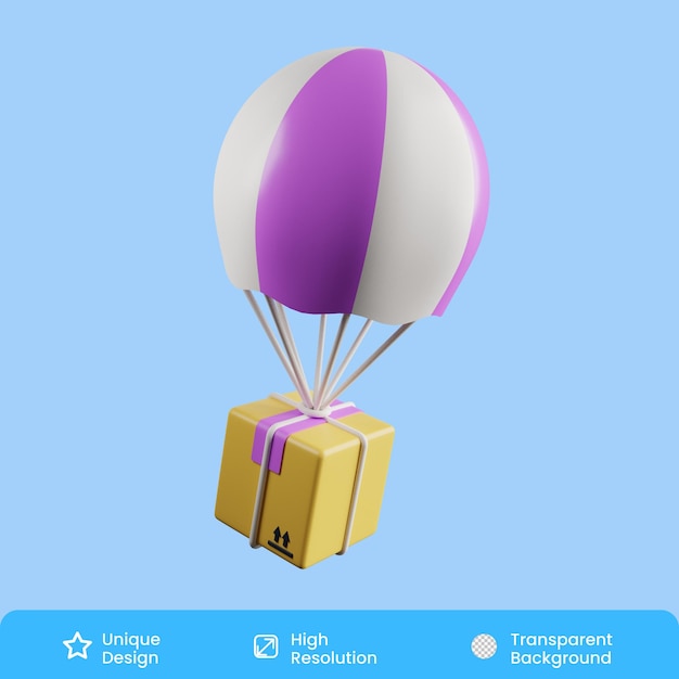 Balloon Delivery 3D Illustration