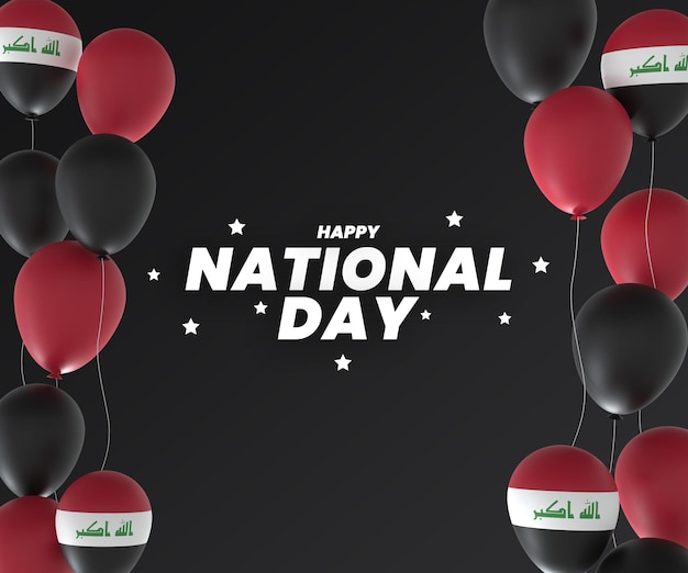 balloon Iraq flag design national independence day banner editable text and background