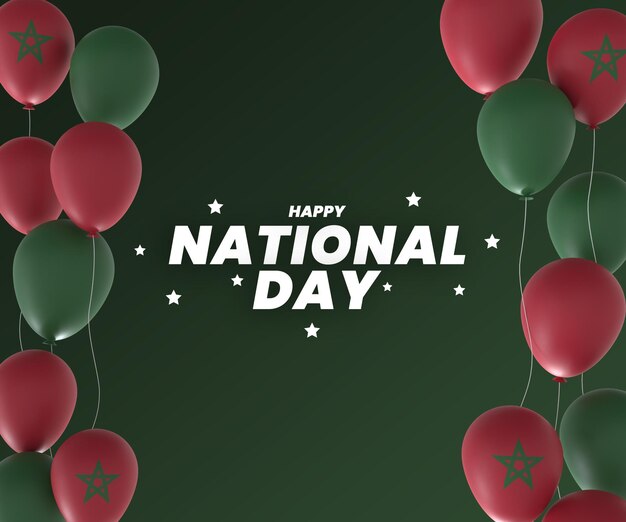 balloon Morocco flag design national independence day banner editable text and background