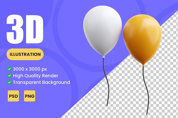 Balloon Number 17 3D Icon Illustrations