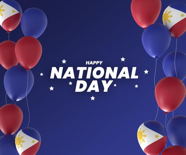 PSD balloon philippines flag design national independence day banner editable text and background