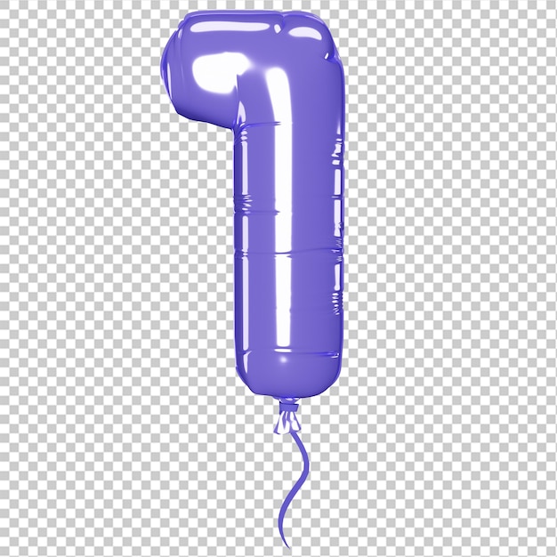 Balloon in the shape of the number one isolated 3d illustration